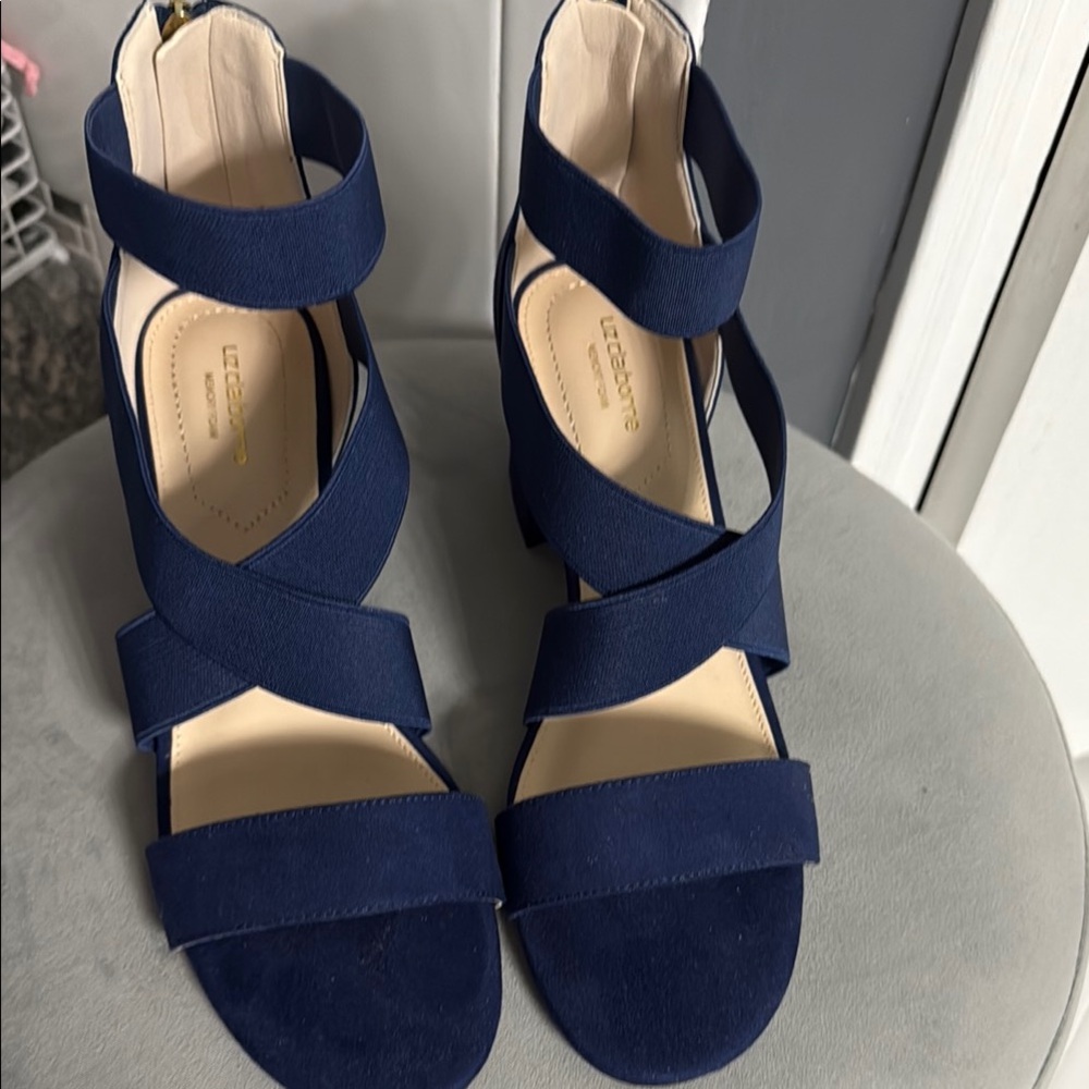 Liz Claiborne Blue Suede Heels with Ankle Strap